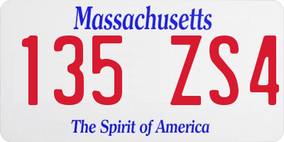 MA license plate 135ZS4