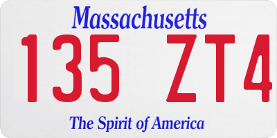 MA license plate 135ZT4
