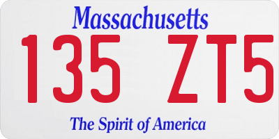 MA license plate 135ZT5