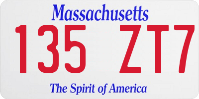 MA license plate 135ZT7