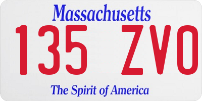 MA license plate 135ZV0