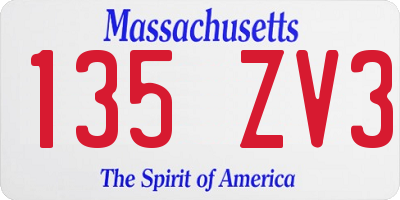 MA license plate 135ZV3