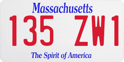 MA license plate 135ZW1