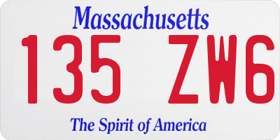 MA license plate 135ZW6