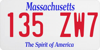 MA license plate 135ZW7