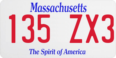 MA license plate 135ZX3