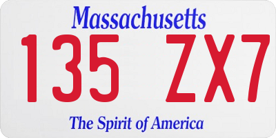 MA license plate 135ZX7