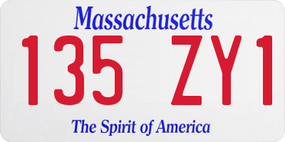 MA license plate 135ZY1