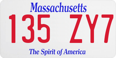 MA license plate 135ZY7
