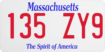MA license plate 135ZY9