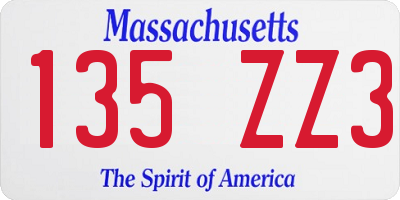 MA license plate 135ZZ3