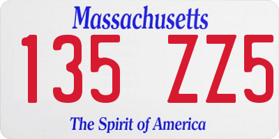 MA license plate 135ZZ5