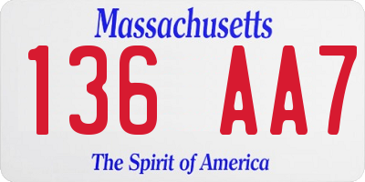 MA license plate 136AA7