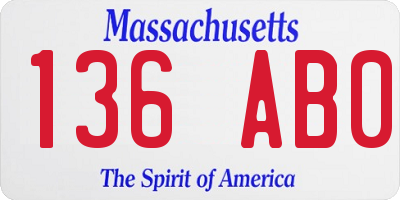 MA license plate 136AB0