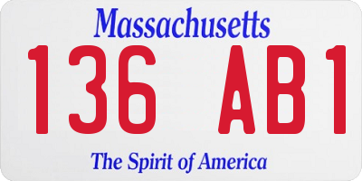 MA license plate 136AB1