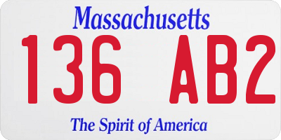 MA license plate 136AB2