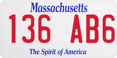 MA license plate 136AB6