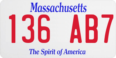 MA license plate 136AB7