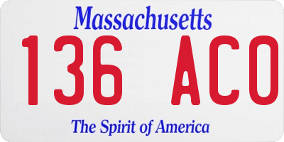MA license plate 136AC0