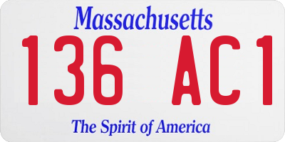 MA license plate 136AC1