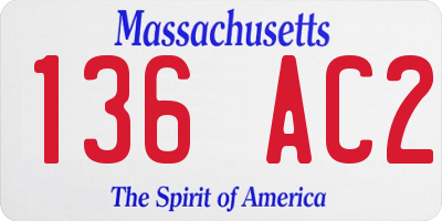 MA license plate 136AC2