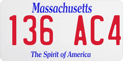 MA license plate 136AC4