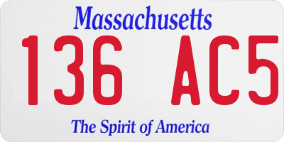 MA license plate 136AC5