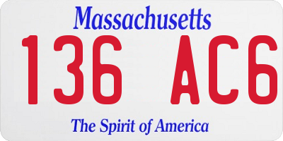 MA license plate 136AC6