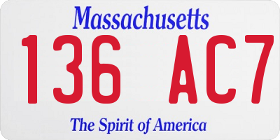 MA license plate 136AC7