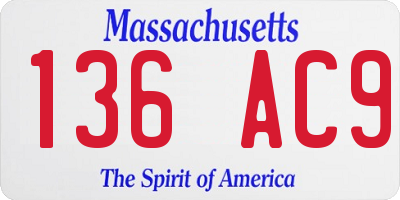 MA license plate 136AC9