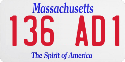 MA license plate 136AD1