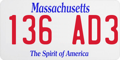 MA license plate 136AD3