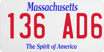 MA license plate 136AD6
