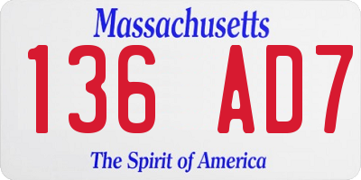 MA license plate 136AD7