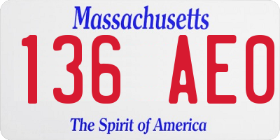 MA license plate 136AE0