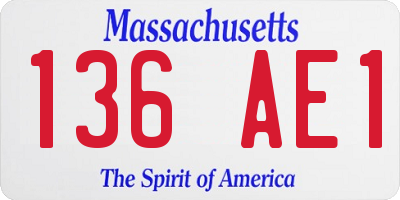 MA license plate 136AE1