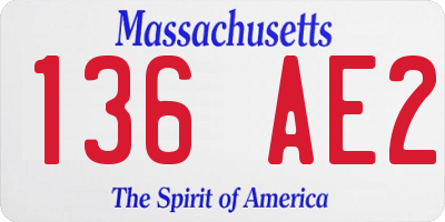 MA license plate 136AE2