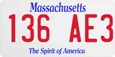 MA license plate 136AE3