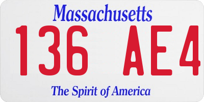 MA license plate 136AE4