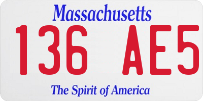 MA license plate 136AE5