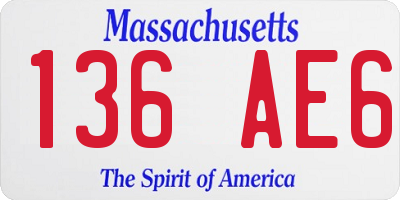 MA license plate 136AE6
