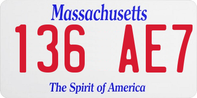 MA license plate 136AE7