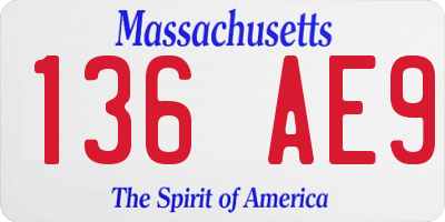 MA license plate 136AE9