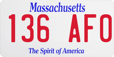 MA license plate 136AF0