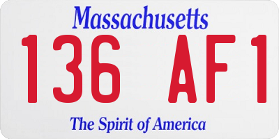 MA license plate 136AF1