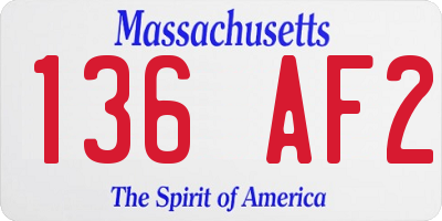 MA license plate 136AF2