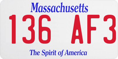 MA license plate 136AF3
