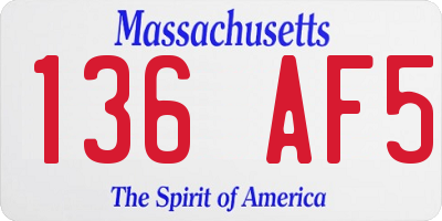 MA license plate 136AF5