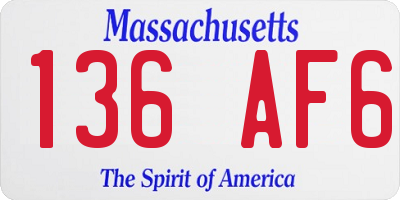 MA license plate 136AF6