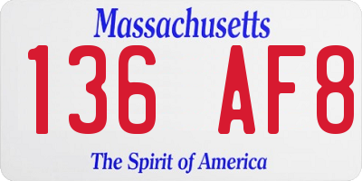 MA license plate 136AF8